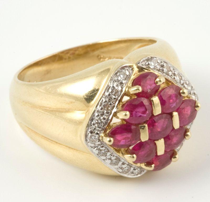 Appraisal: KT Yellow Gold Ruby and Diamond Ring hollow back dome