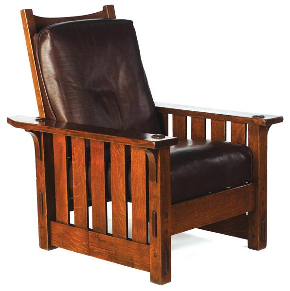 Appraisal: GUSTAV STICKLEY Early Morris chair no with flat arms and