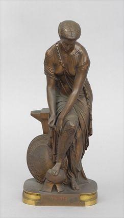 Appraisal: GILT-BRONZE FIGURE OF THETIS Modeled seated at the edge of