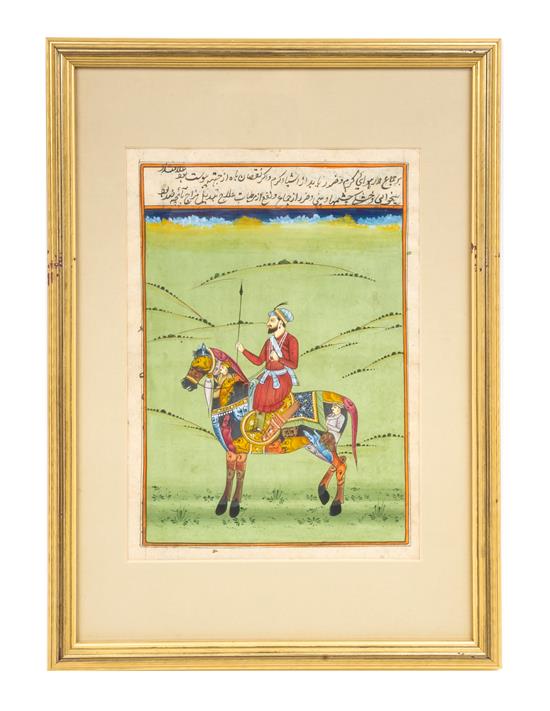 Appraisal: Sale Lot An Indian Miniature Painting depicting a mounted hunter