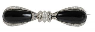 Appraisal: Platinum and Diamond Antique Brooch with two tear drop shaped