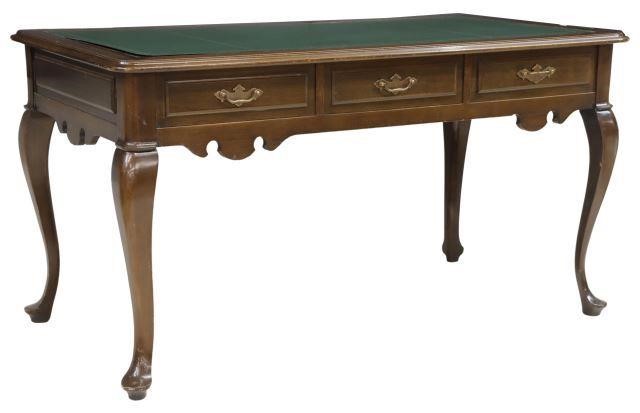 Appraisal: Queen Anne style writing desk th c inset green leather