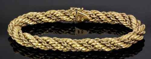 Appraisal: A modern k gold rope twist pattern bracelet length mm