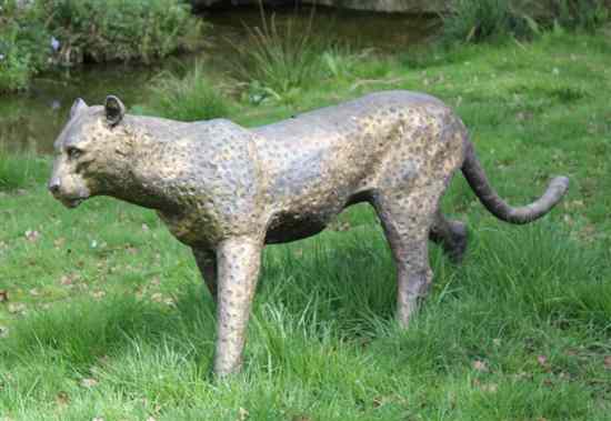 Appraisal: A modern near lifesize bronze figure of a leopard ft