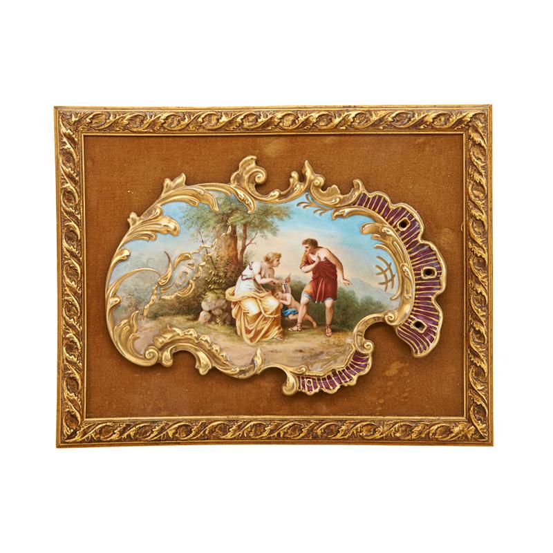 Appraisal: ROYAL VIENNA PORCELAIN PLAQUE Depicting Cupid et Cephisa ca framed