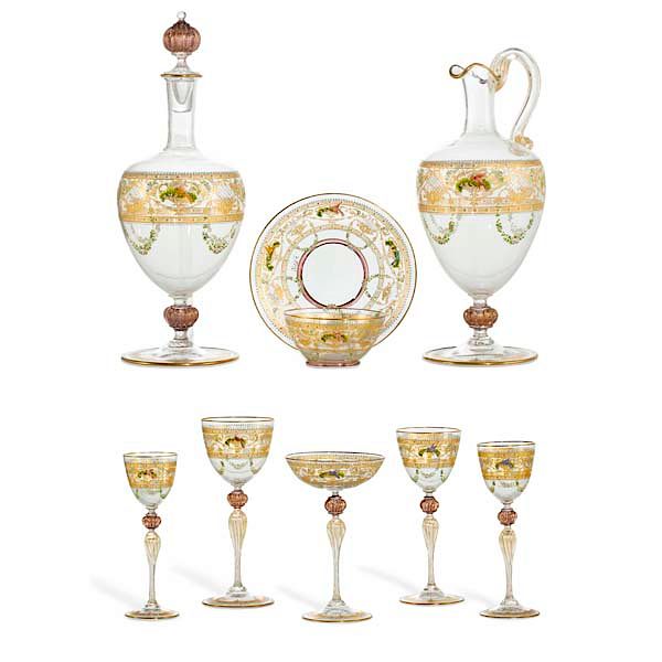 Appraisal: A suite of Venetian gilt and enamel glassware A suite