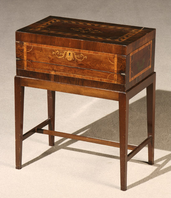 Appraisal: Victorian Rosewood Crossbanded and Light and Dark Wood Inlaid Walnut