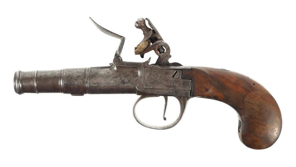 Appraisal: ANTIQUE SCALAFIOT TURIN FLINTLOCK POCKET PISTOLCirca Scalafiot Turin Italian flintlock