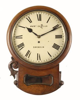 Appraisal: A th century mahogany drop dial wall clock with a