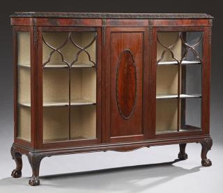 Appraisal: English Carved Mahogany Chippendale Style Display Cabinet early th c