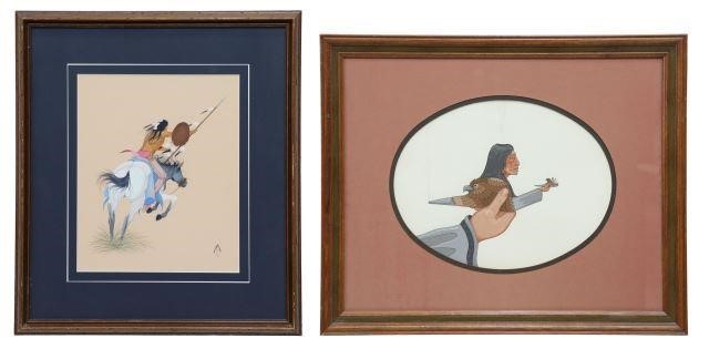 Appraisal: lot of Framed gouache paintings on paper and board comprising