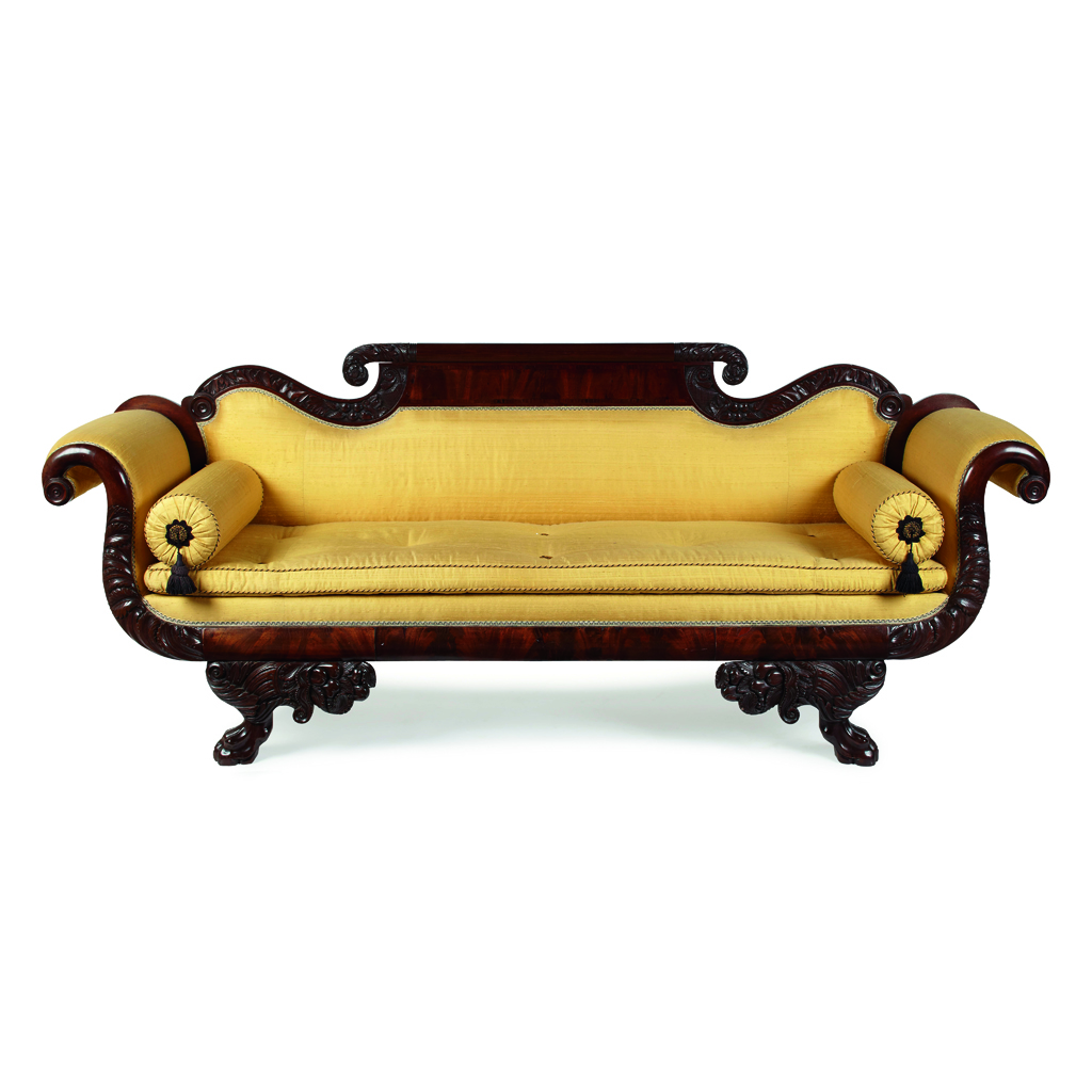 Appraisal: AMERICAN CLASSICAL PERIOD MAHOGANY SETTEE CIRCA PROBABLY NEW YORK the