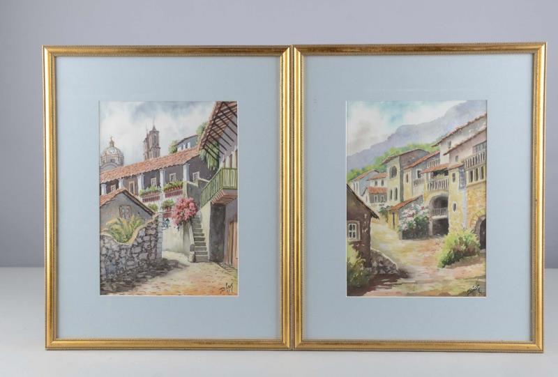 Appraisal: Lot Of Dior Watercolor Paintings In Frames These watercolor paintings