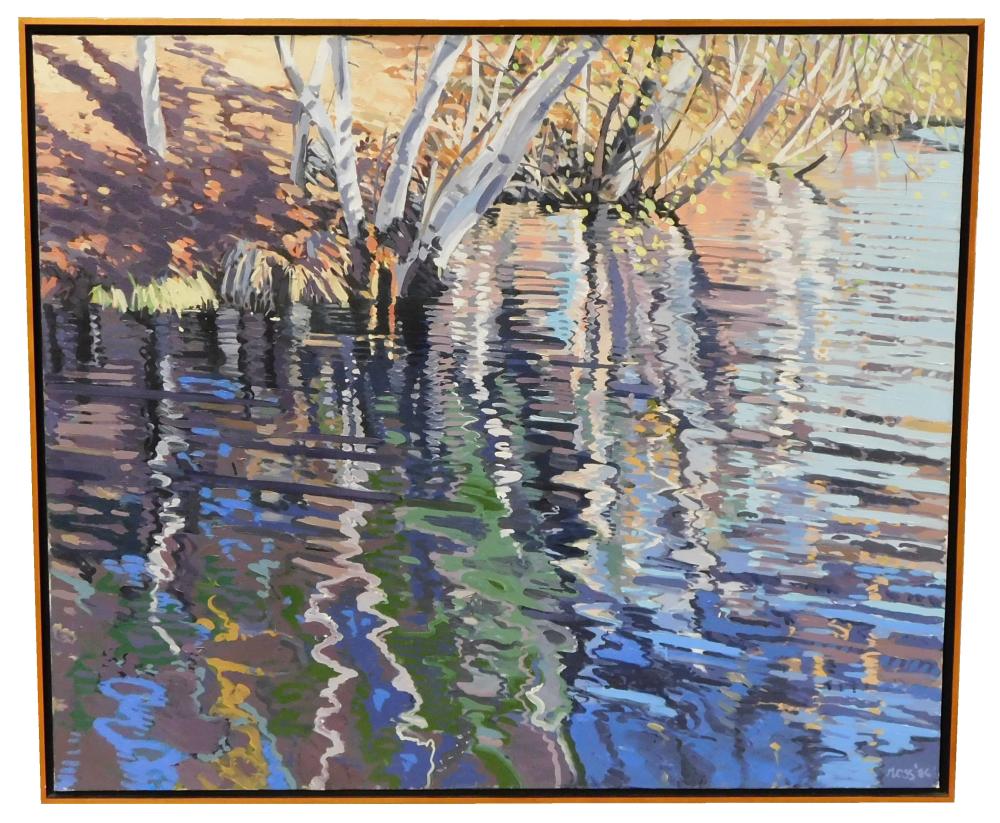 Appraisal: Stuart Ross American late th century Pond Birches oil on