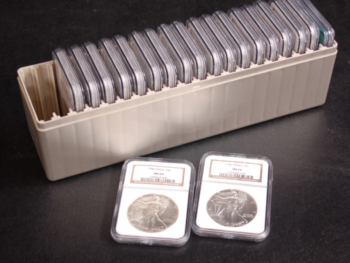 Appraisal: U S AMERICAN SILVER EAGLE COIN COLLECTION one dollar coins