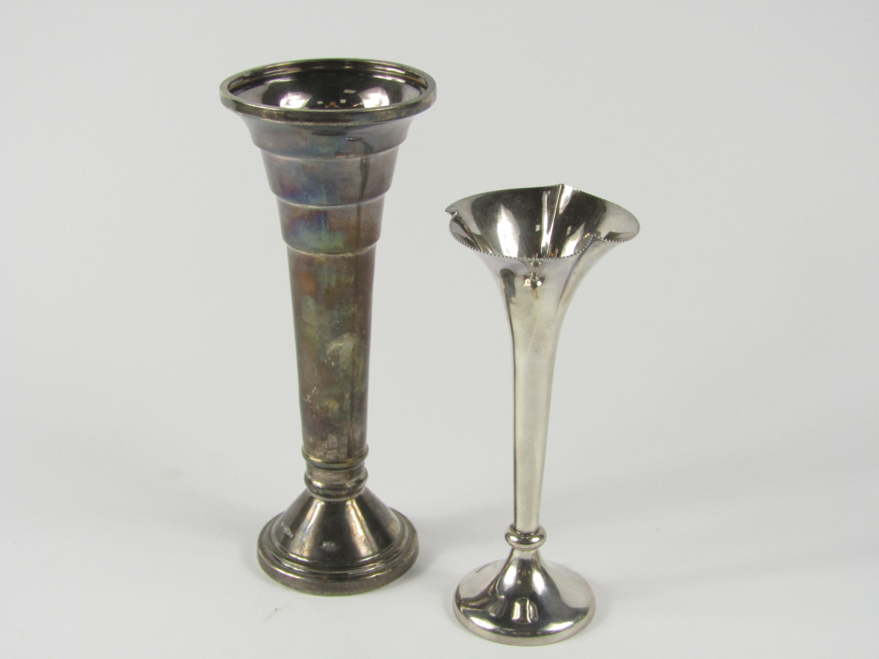 Appraisal: A mid thC silver trumpet shaped vase in the Art