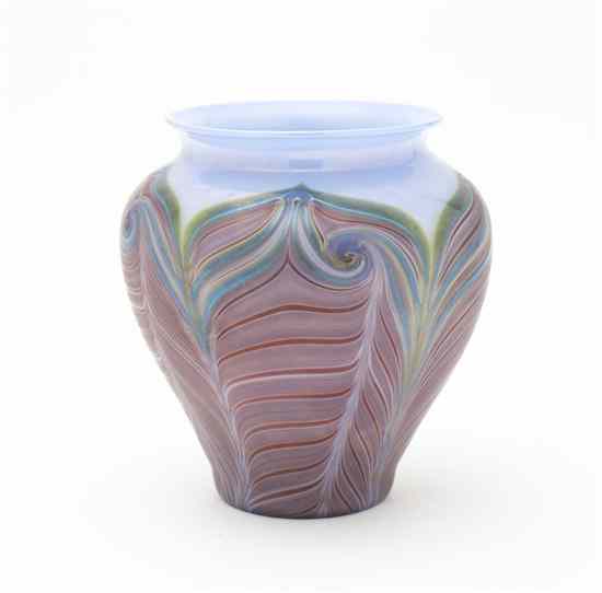 Appraisal: A Glass Vase Joseph Morel for Zellique Studios having swirled