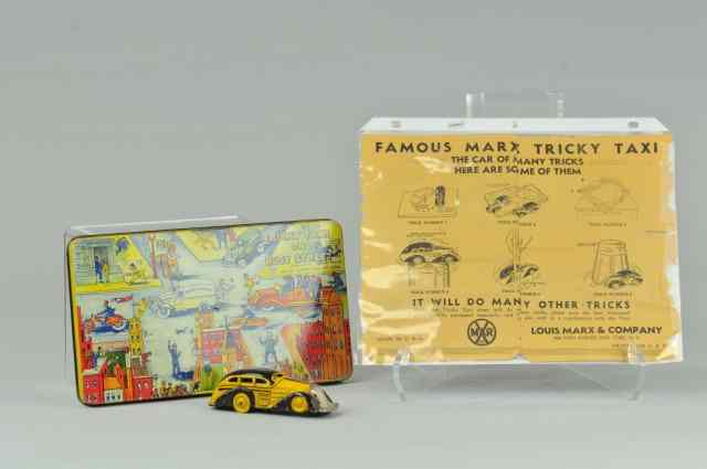 Appraisal: TRICKY TAXI ON BUSY STREET Marx lithographed tin taxi play