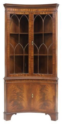 Appraisal: English Georgian style mahogany corner cabinet attributed to Reprodux Bevan-Funnell