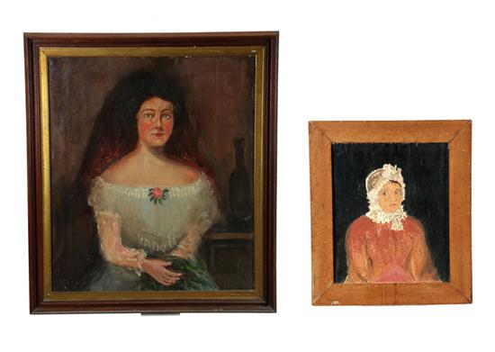 Appraisal: TWO PORTRAITS OF WOMEN AMERICAN SCHOOL TH-EARLY TH CENTURY Oil