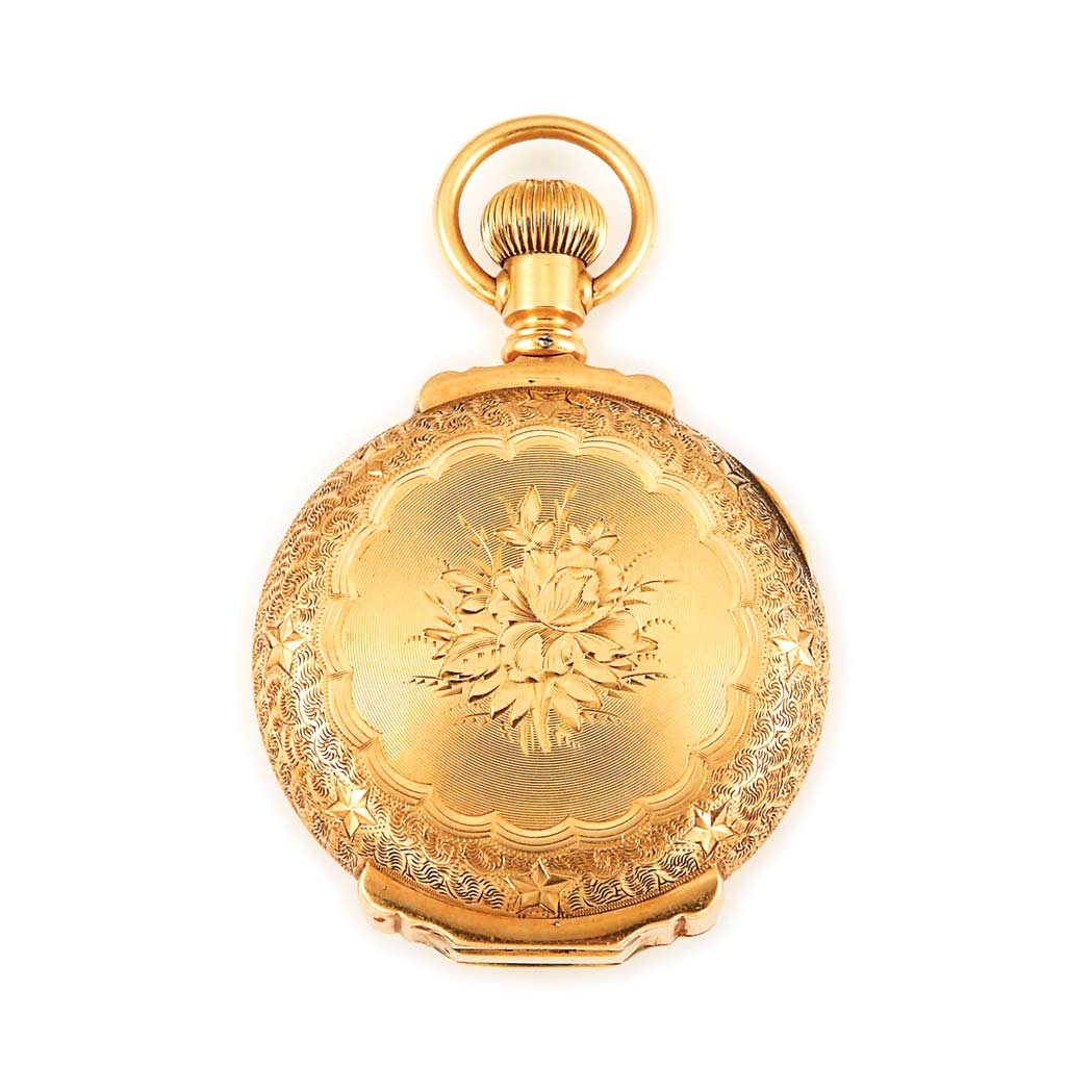 Appraisal: Lady's Gold Hunting Case Pendant-Watch kt gilt subsidiary seconds dia