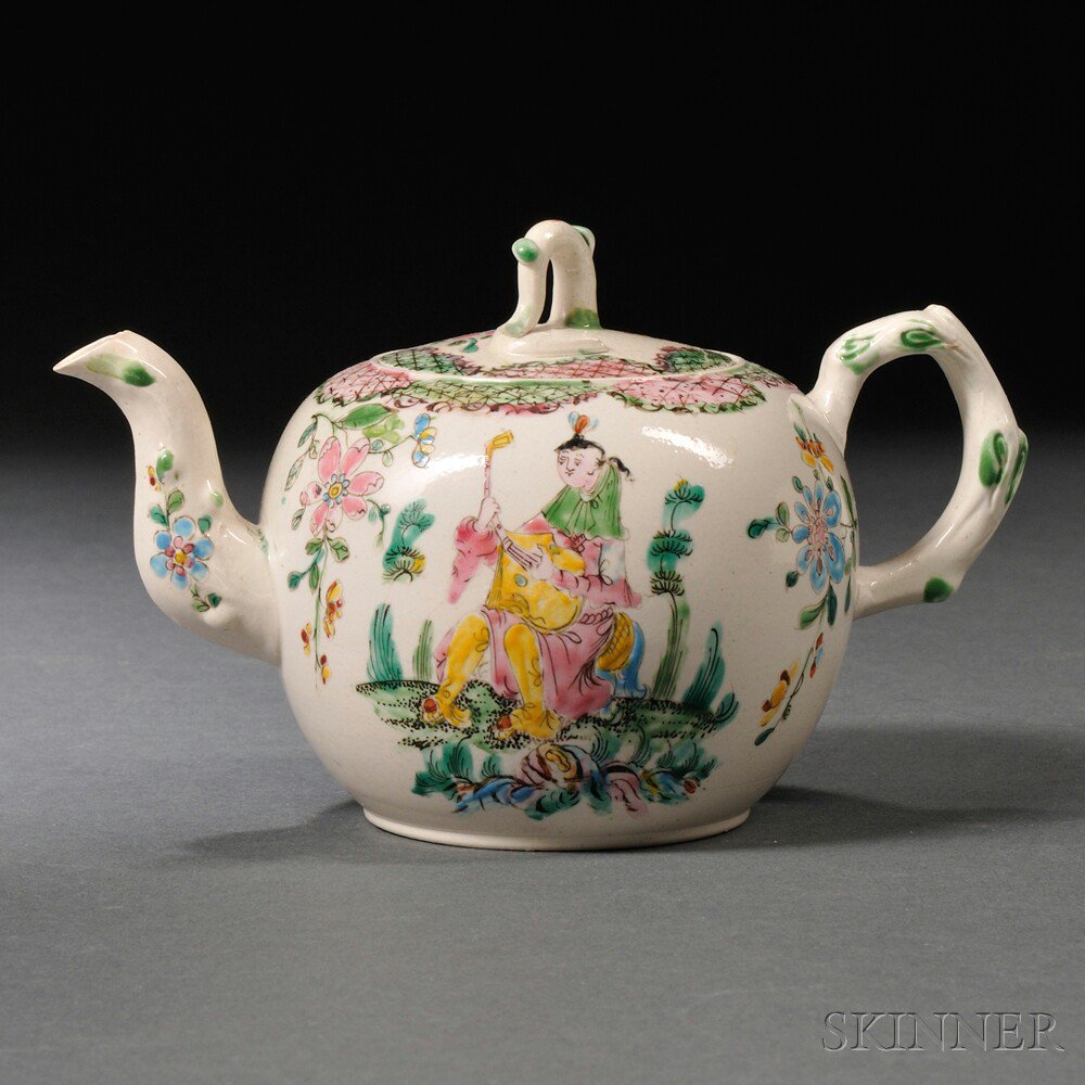 Appraisal: Staffordshire Salt-glazed Stoneware Teapot and Cover England c globular shape