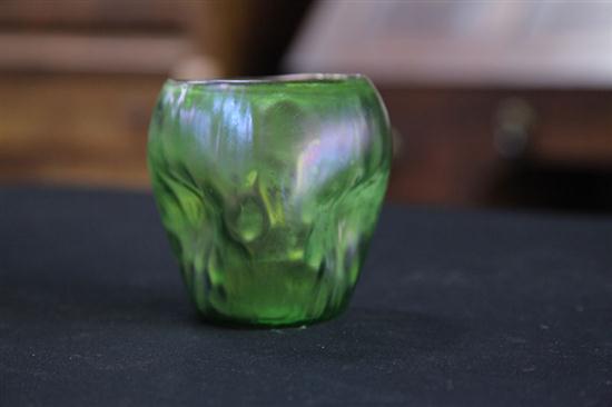 Appraisal: LOETZ VASE Green iridescent having a pinched form body Signed