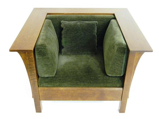 Appraisal: Contemporary Stickley ''Prairie Chair'' armchair oak vertical stiles below flat-rimmed