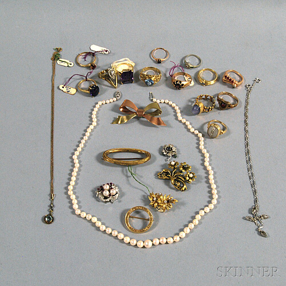 Appraisal: Group of Mostly Gold Jewelry including a kt gold circle