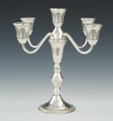 Appraisal: A Sterling Silver Interchangeable Candelabra by Duchin Creation Baluster tapered