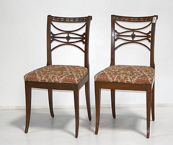 Appraisal: A pair of Neoclassical mahogany side chairs late th century