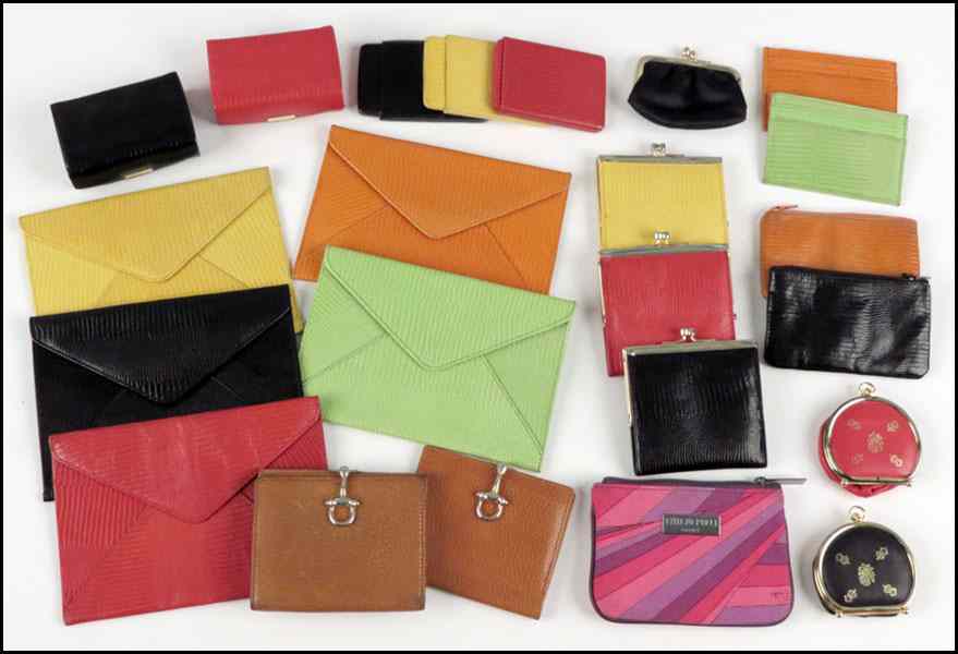 Appraisal: COLLECTION OF LEATHER ACCESSORIES Comprising wallets travel cases card cases