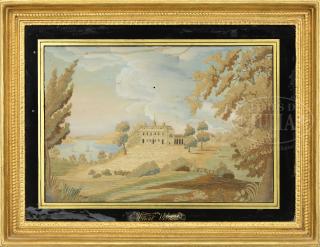 Appraisal: FRAMED NEEDLEWORK PICTURE OF MOUNT VERNON FRAMED NEEDLEWORK PICTURE OF