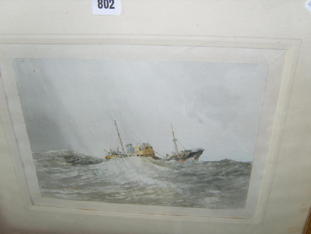 Appraisal: A watercolour and gouache study of a fishing boat in