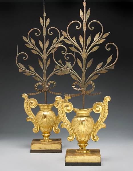 Appraisal: A pair of Italian Neoclassical giltwood and iron altar decorations