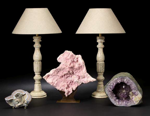 Appraisal: Large Interesting Amethyst and Limestone Geode the large oval-form limestone