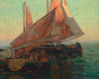 Appraisal: EDGAR PAYNE - Italian Boats oil on canvas x inches