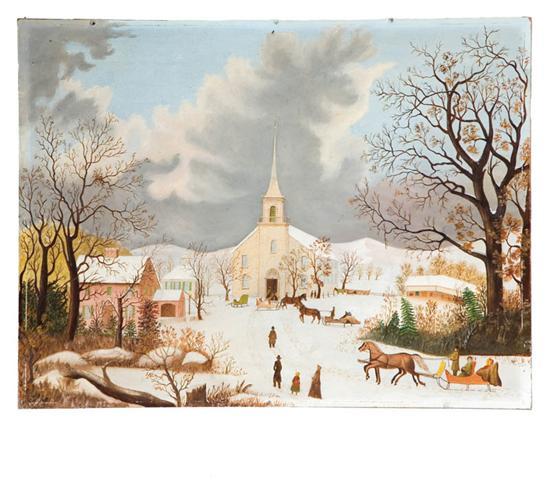 Appraisal: WINTER LANDSCAPE AMERICAN LATE TH CENTURY Oil on artist board