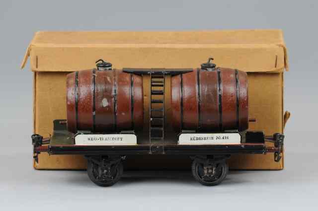 Appraisal: MARKLIN BOXED BEER WAGON Hand painted No features two large