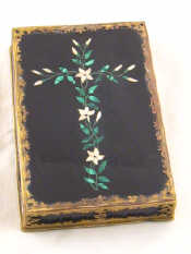 Appraisal: A gilt metal mounted hardstone paperweight with pietra dura cross