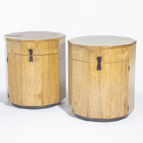 Appraisal: HARVEY PROBBER Pair of ten-sided end tables each with single