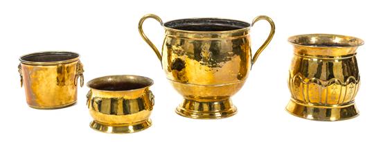 Appraisal: Sale Lot A Group of Four Hammered Brass Planters th