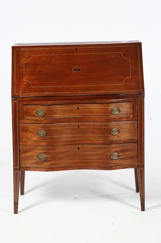 Appraisal: HEPPLEWHITE-STYLE INLAID LADIES' DESK American probably Centennial cherry with poplar