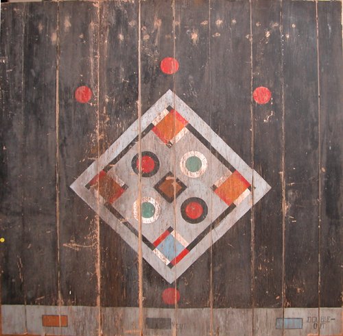 Appraisal: Artist American Title Painted Folk Art Baseball Diamond Dart Game