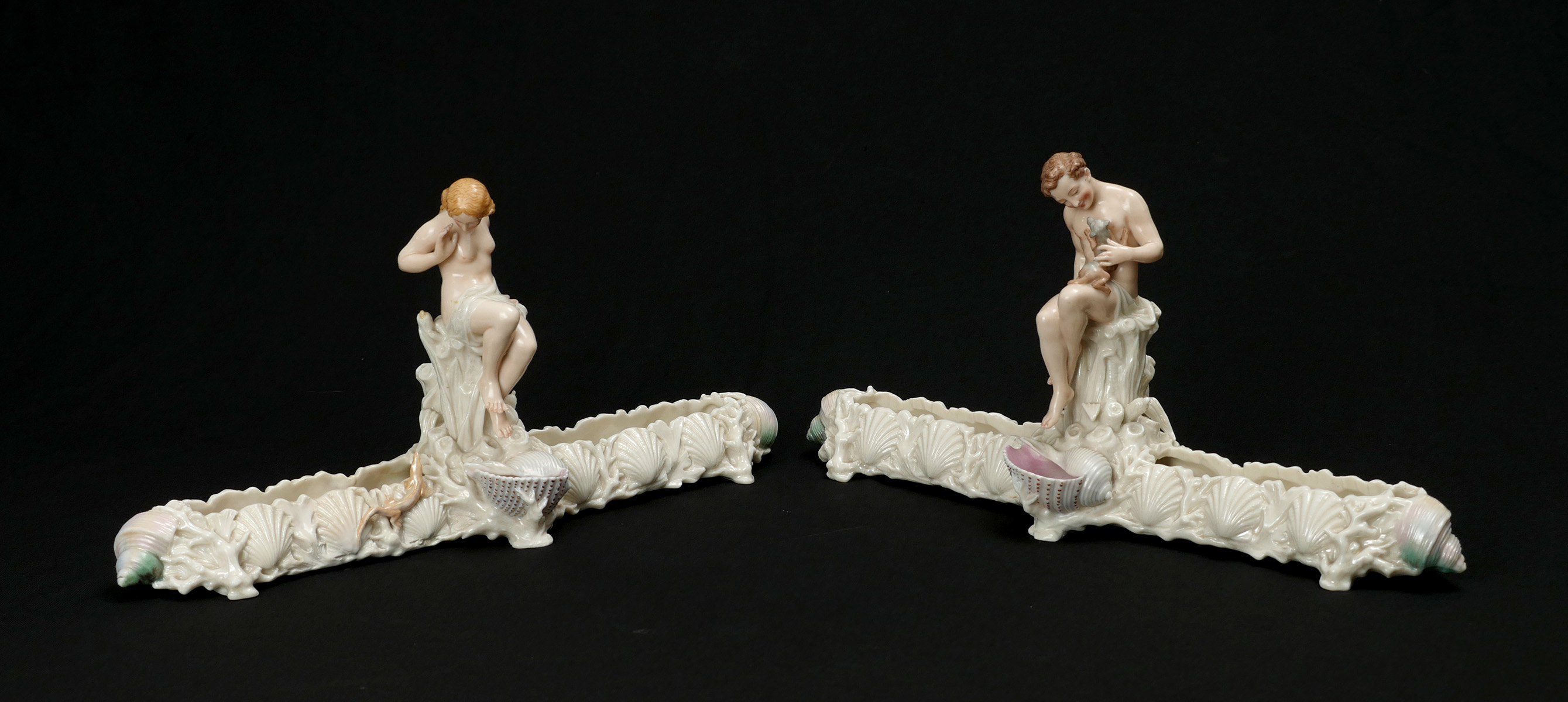 Appraisal: TH CENTURY PHILLIPS PEARCE SEMI-NUDE ENGLISH TABLE FERNERS porcelain luster