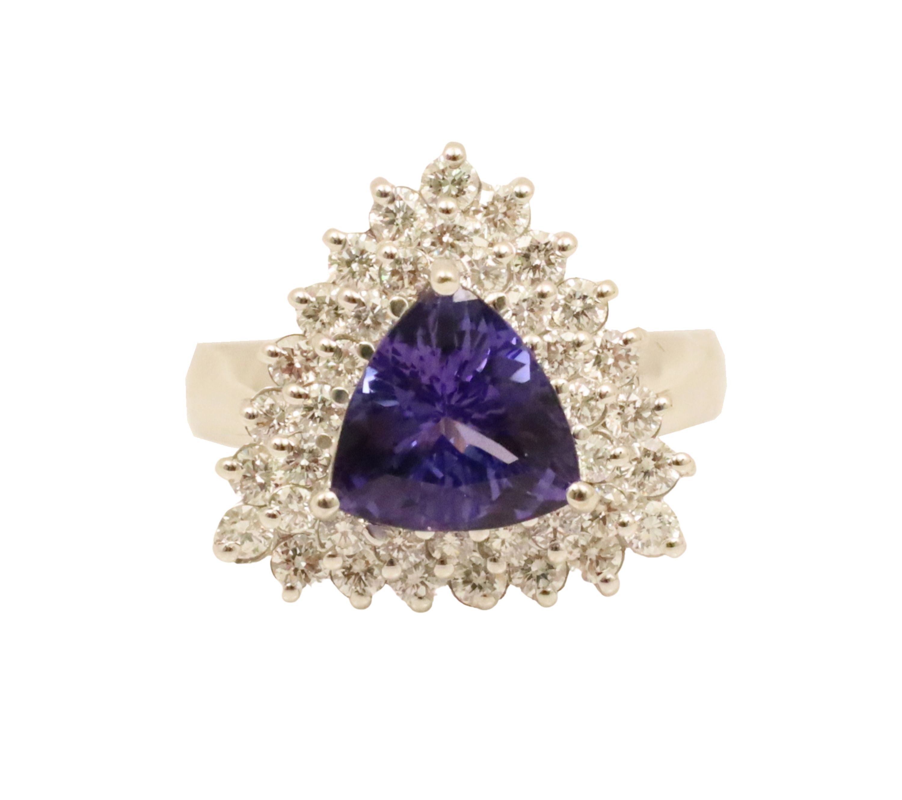 Appraisal: K white gold Tanzanite and diamond ring having center triangular