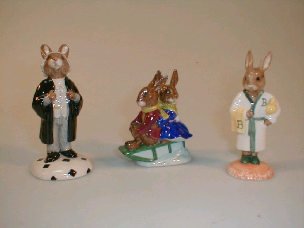 Appraisal: Three Royal Doulton Bunnykins figures - Billie Buntie Sleigh Ride