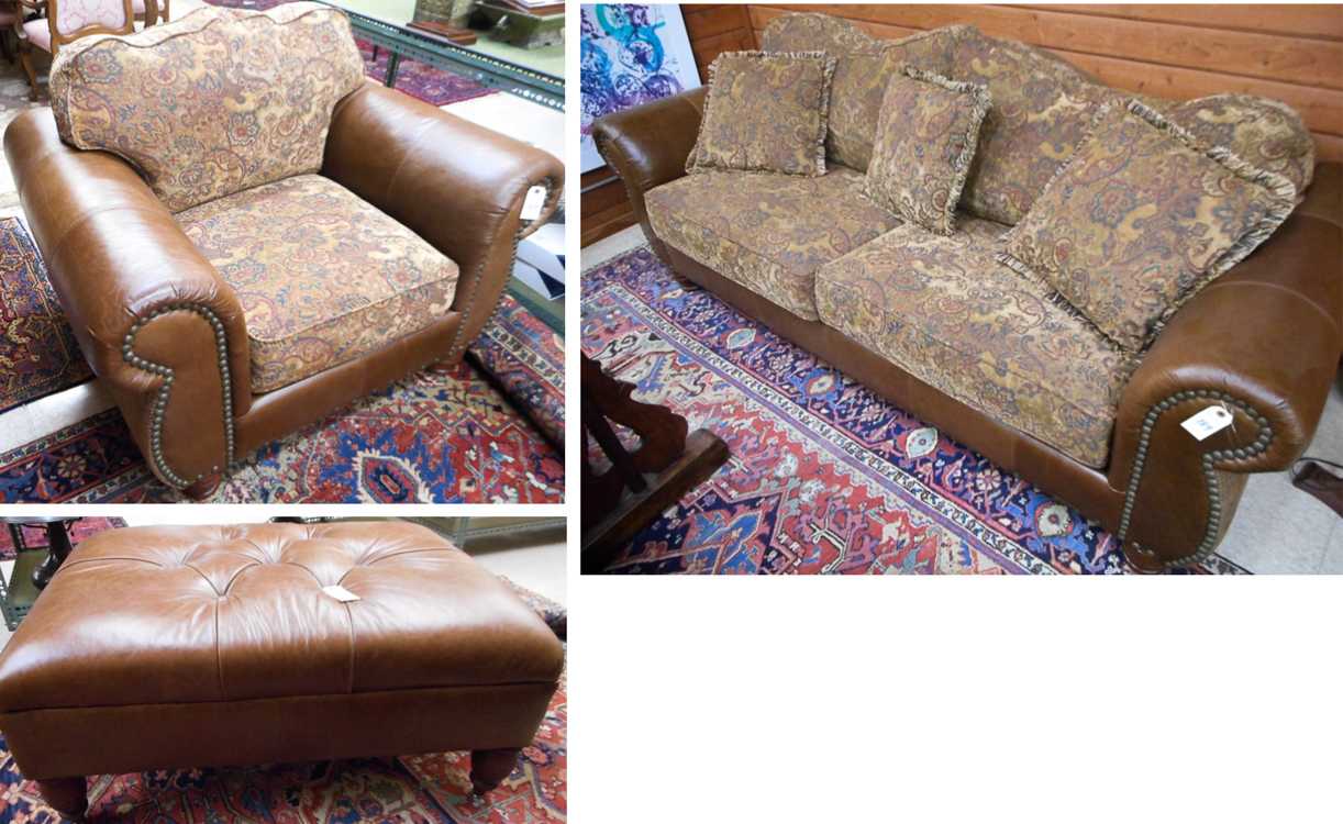 Appraisal: THREE-PIECE UPHOLSTERED LIVING ROOM FURNITURE SET Jonathan Louis Furniture Co