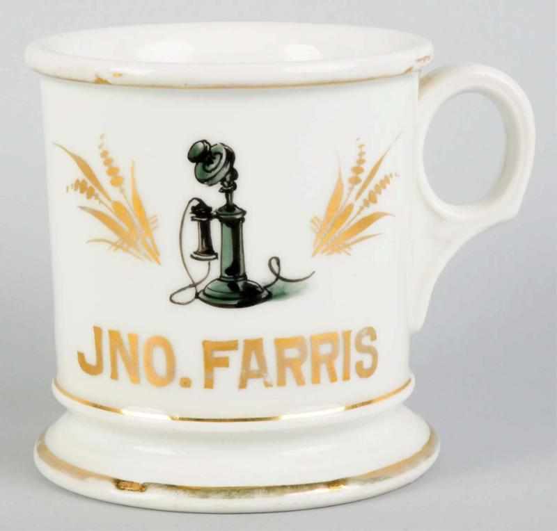 Appraisal: Telephone Shaving Mug Gilt name Jno Farris Stamped Germany under