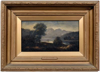 Appraisal: th century British School painting landscape with lake and mountains